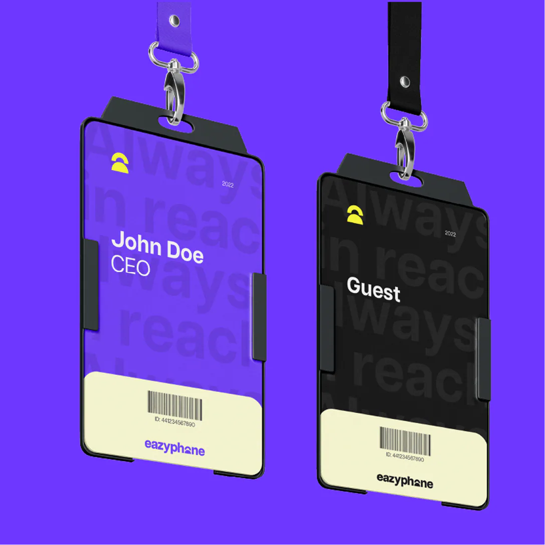 Eazy Phone branded staff ID badges and lanyards