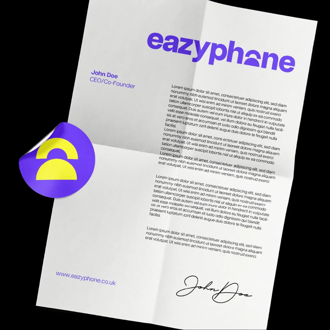 Eazy Phone branded letterhead with logo and signature