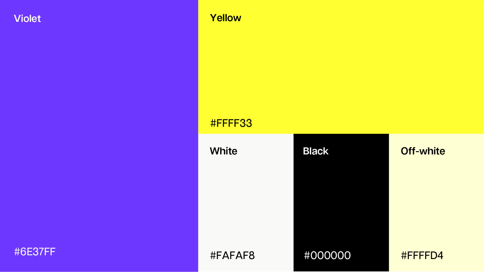 Eazy Phone brand colour palette of violet, yellow, white and black
