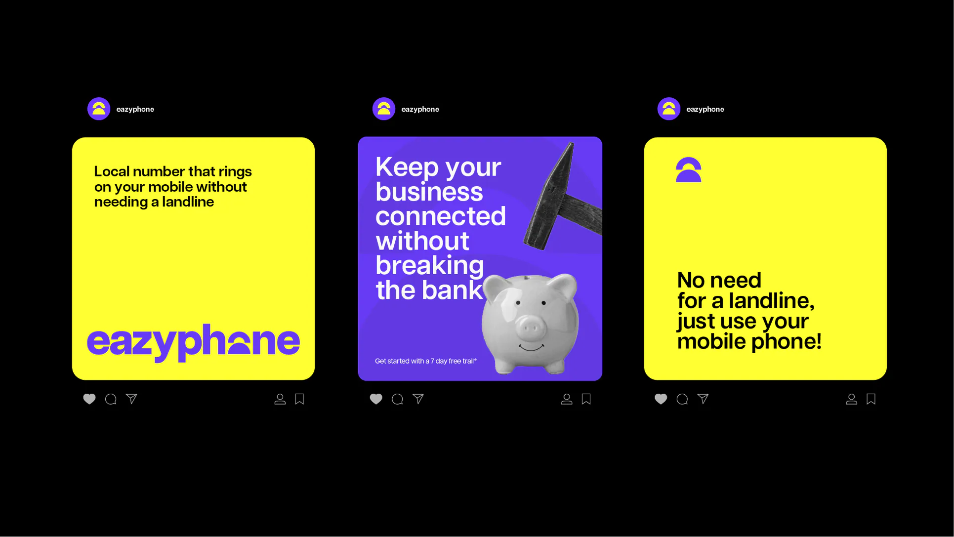 Eazy Phone social media post designs in the new brand system