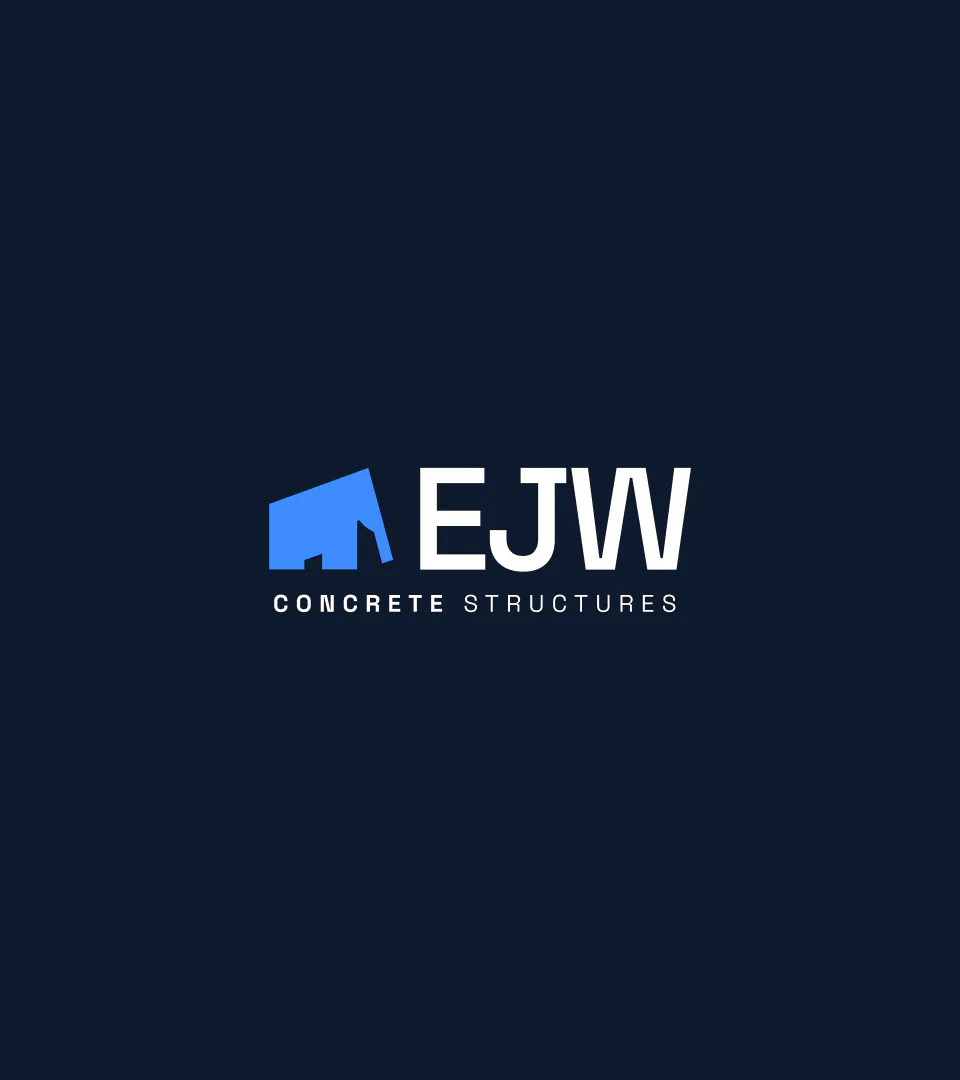 EJW Concrete Structures logo on a dark navy background