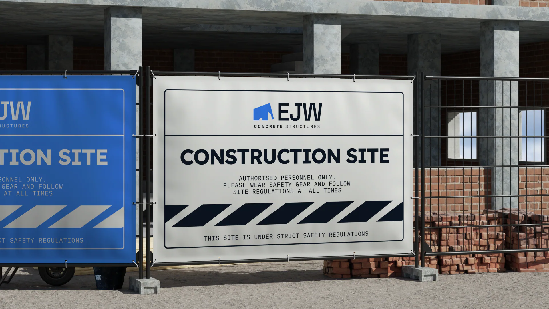 EJW Concrete Structures construction site banner
