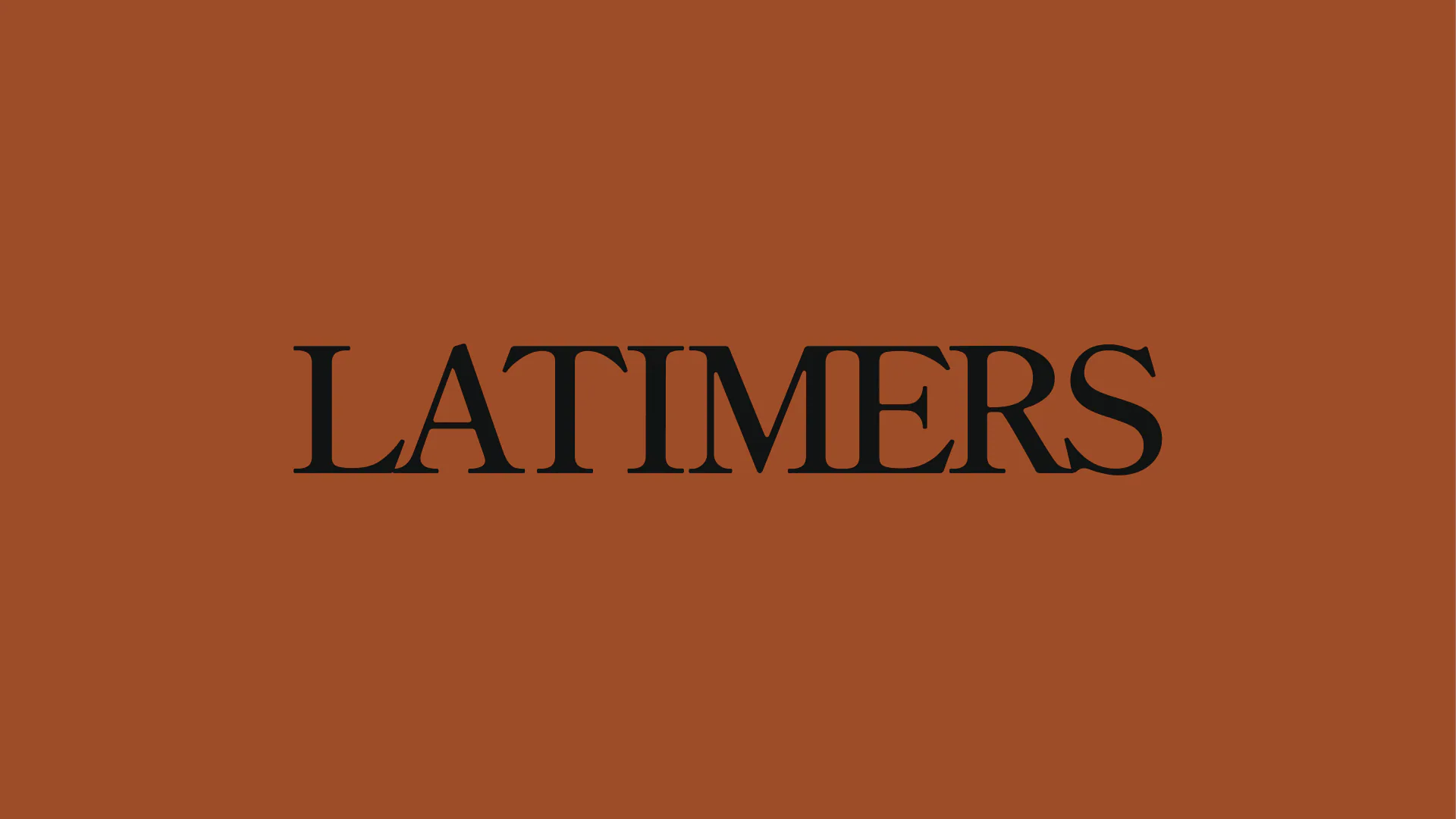 Latimers wordmark on the brand rust orange