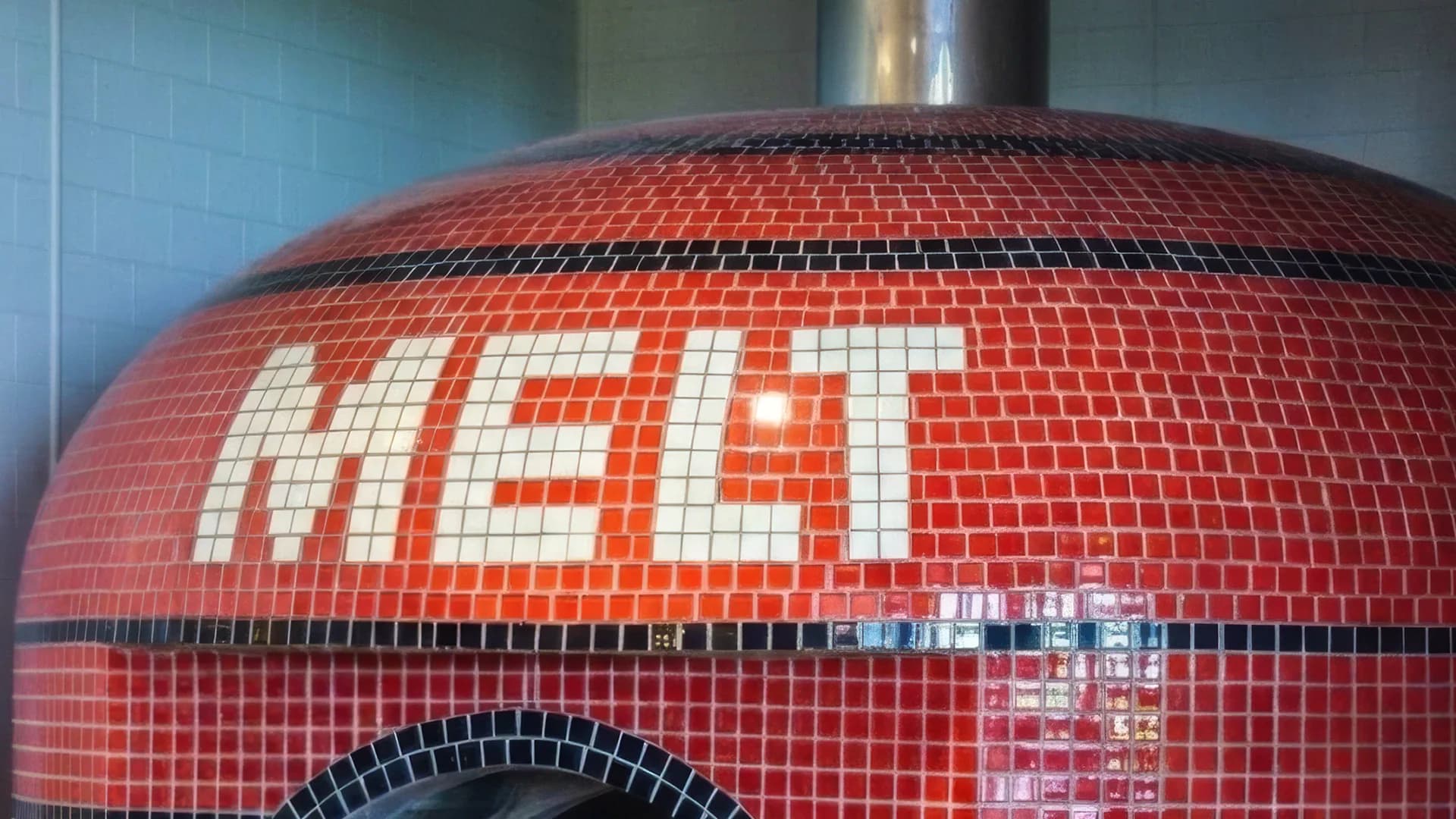 Melt mosaic-tiled pizza oven in the brand red