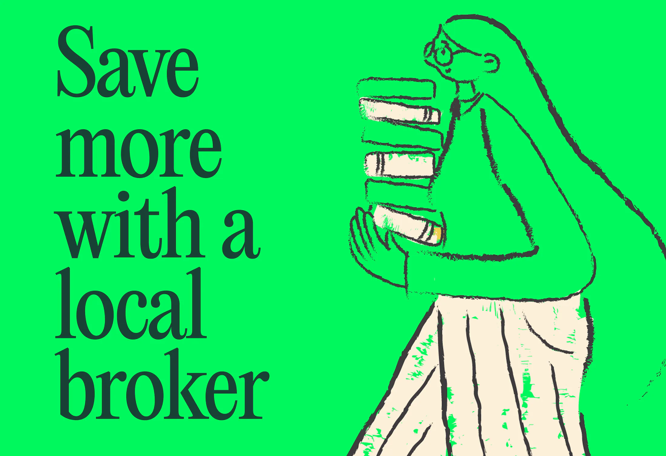Mint Mortgages 'Save more with a local broker' illustrated brand creative