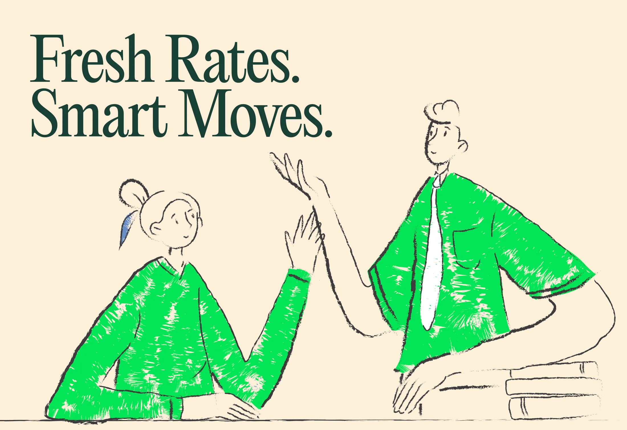 Mint Mortgages 'Fresh rates, smart moves' illustrated campaign creative