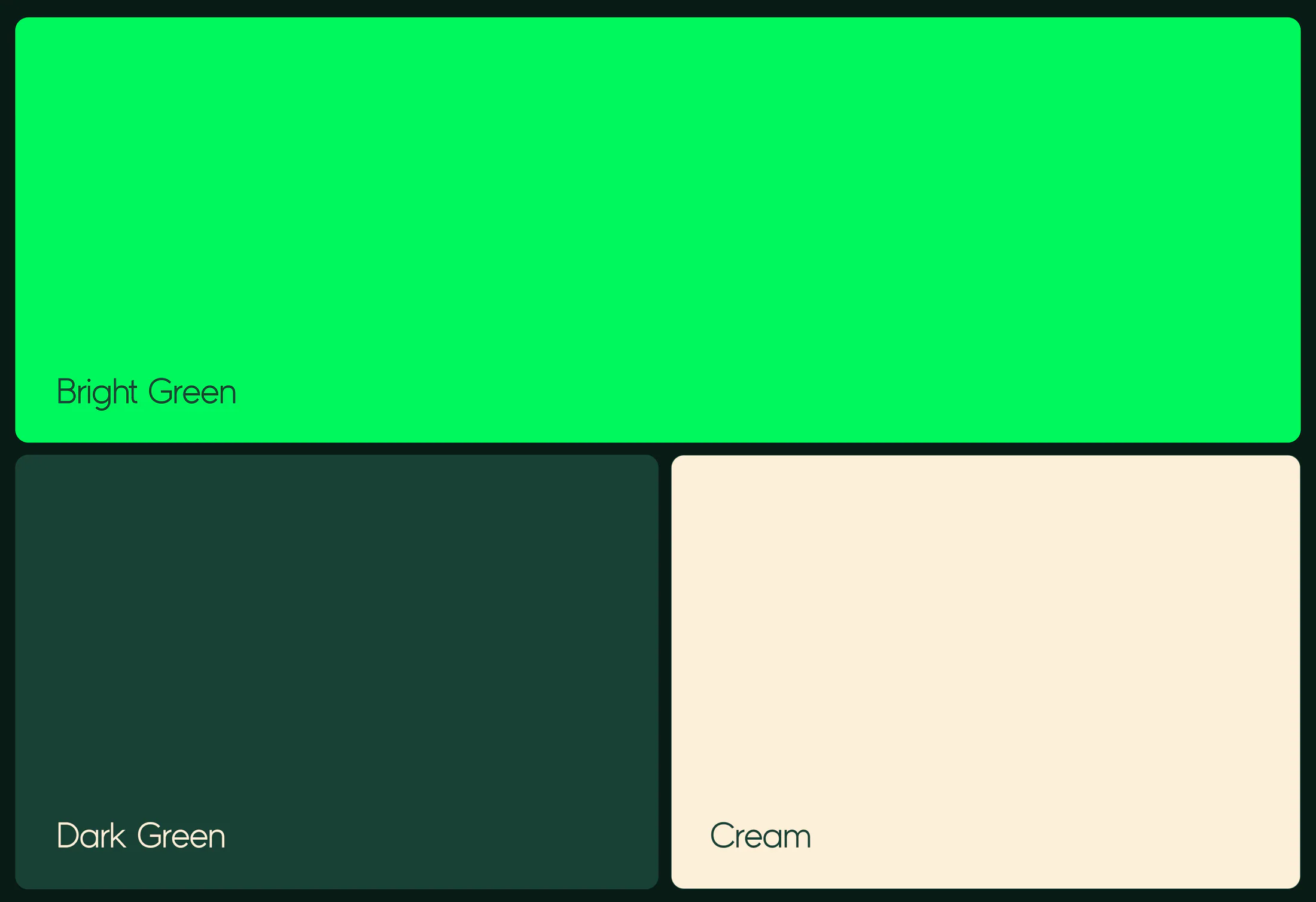 Mint Mortgages brand colour palette of bright green, dark green and cream