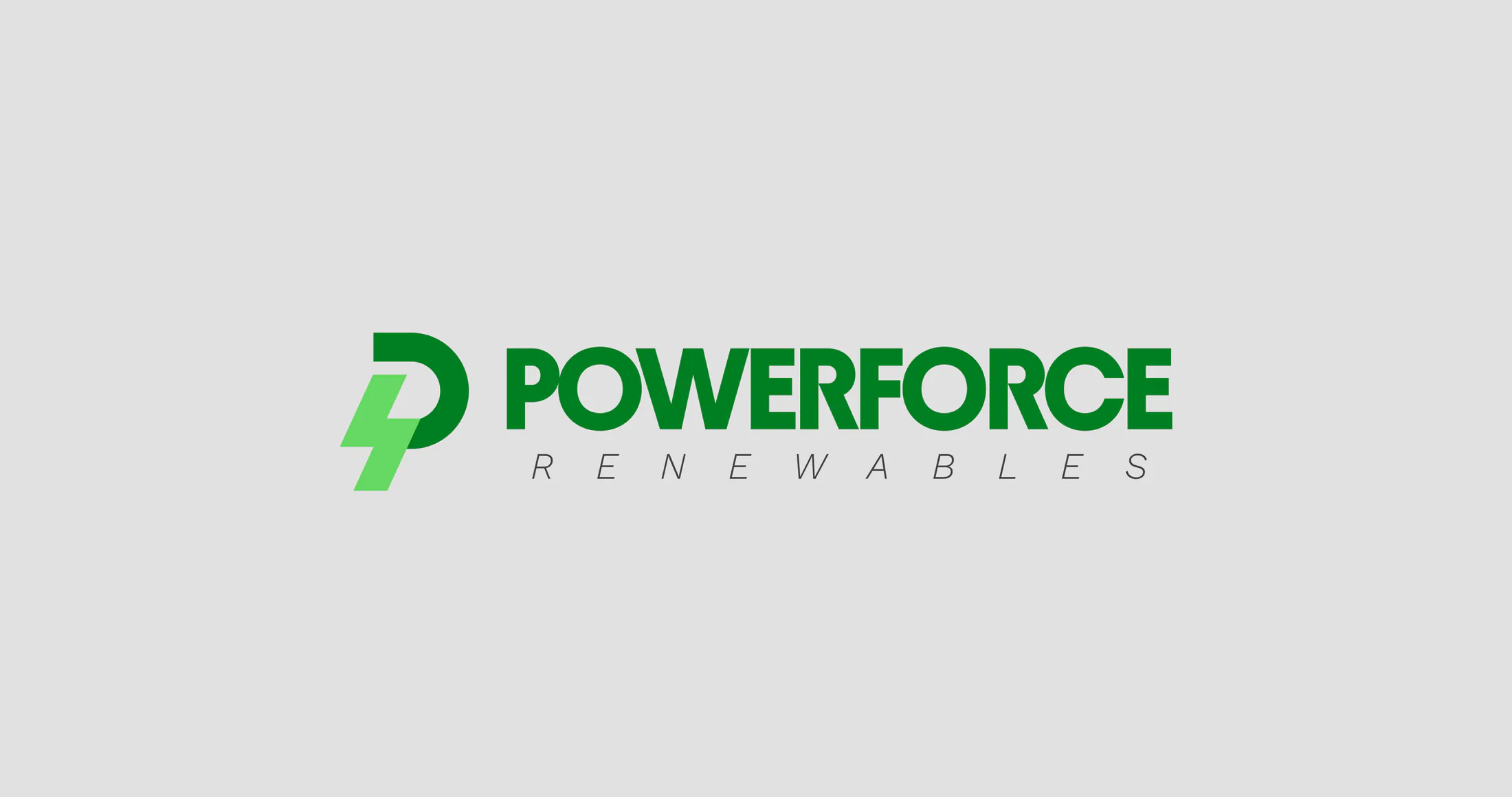 Powerforce Renewables logo with lightning-bolt P mark