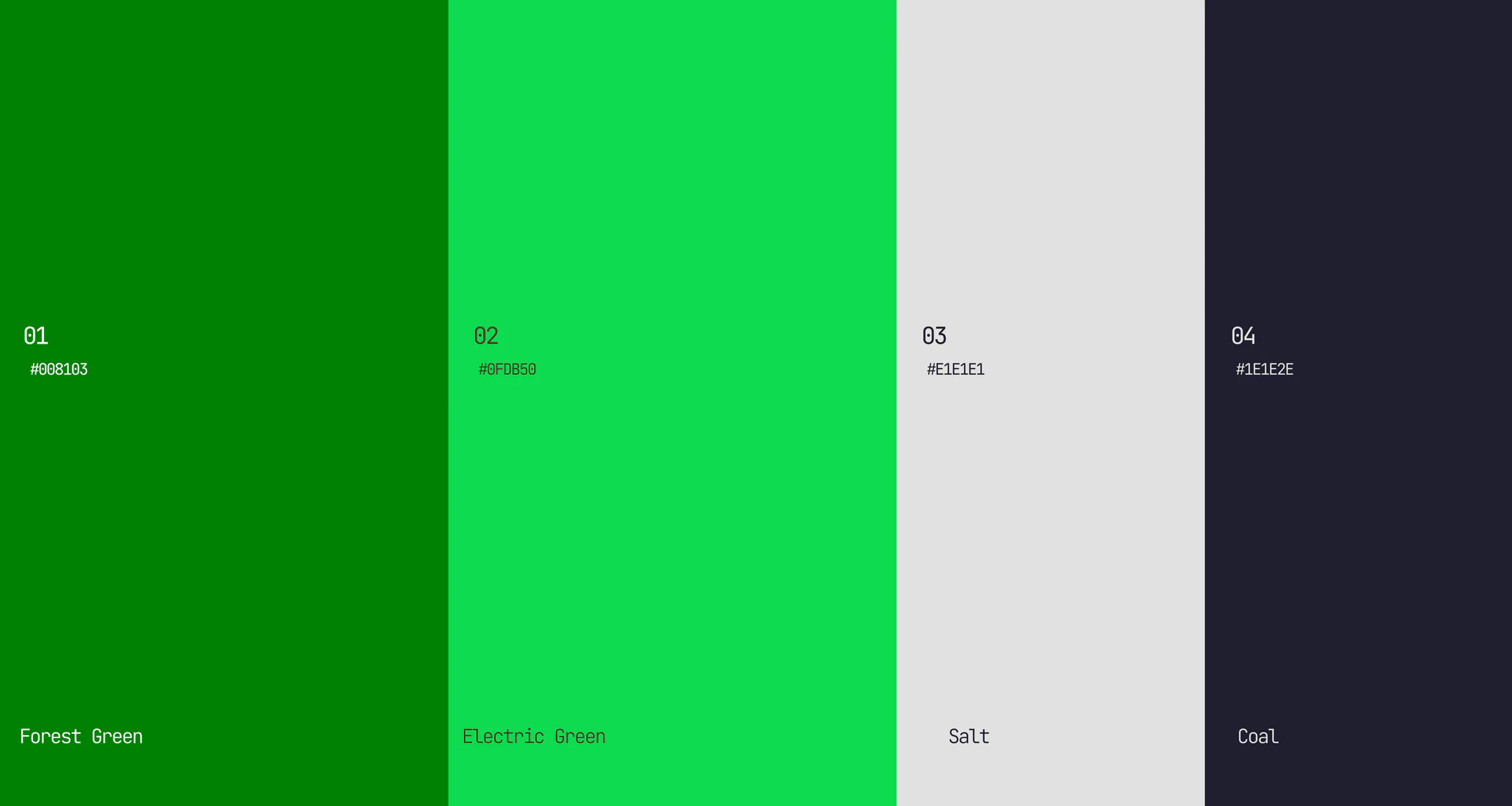 Powerforce Renewables brand colour palette of greens