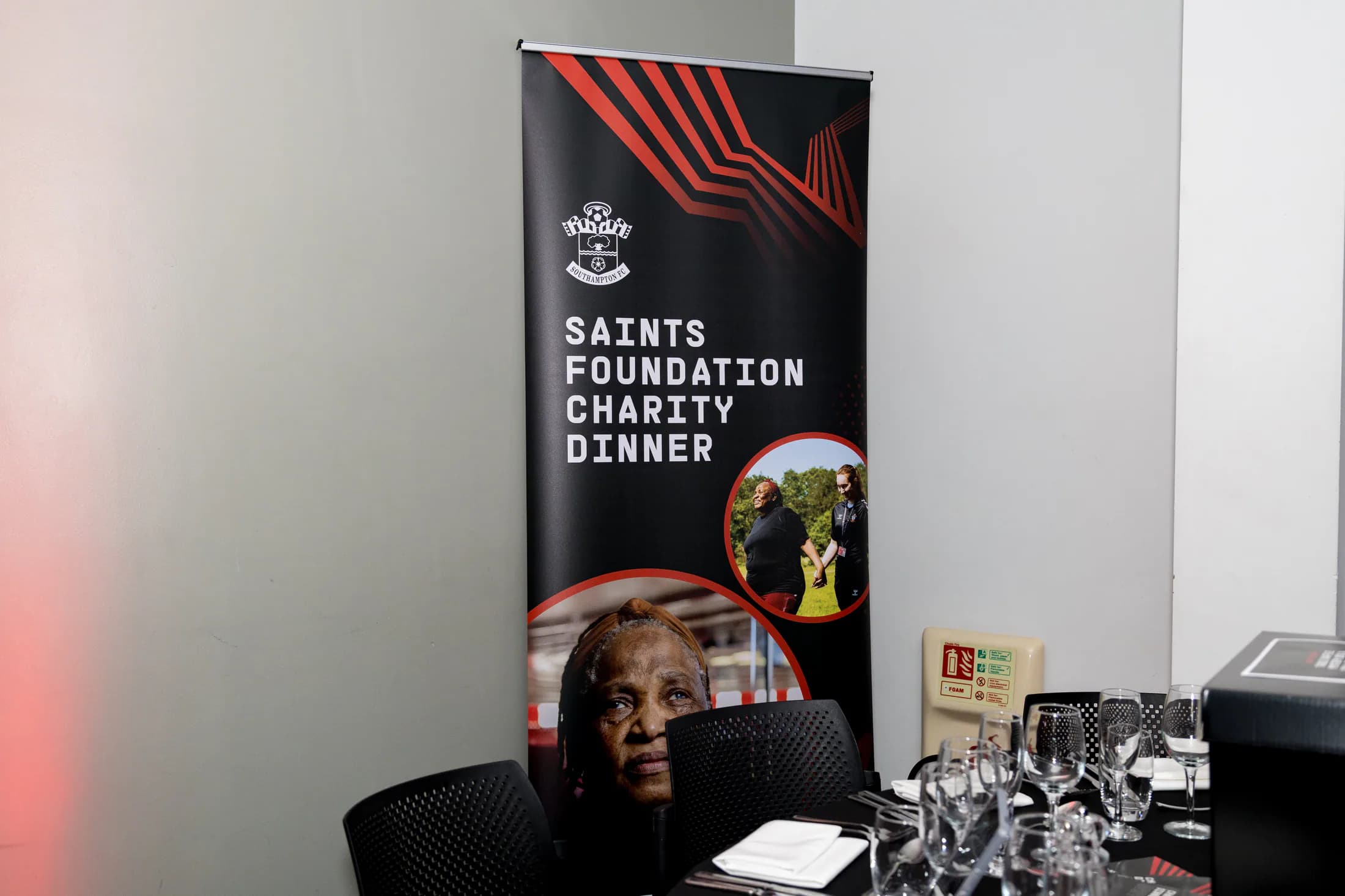 Saints Foundation Charity Dinner roller banner in the event identity