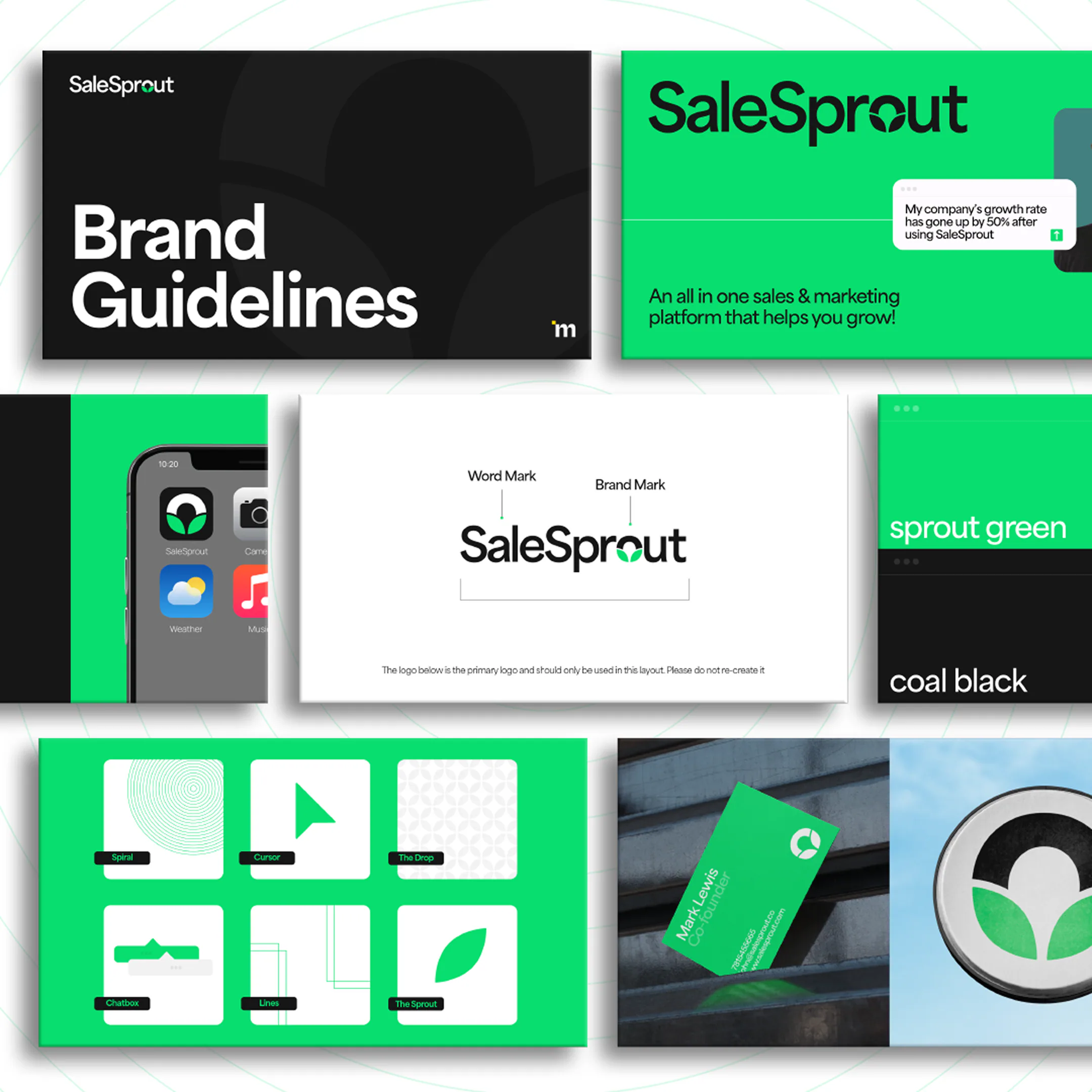 SaleSprout brand guidelines cover and identity system