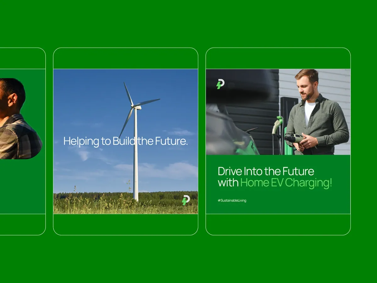 Powerforce brand creative featuring a wind turbine