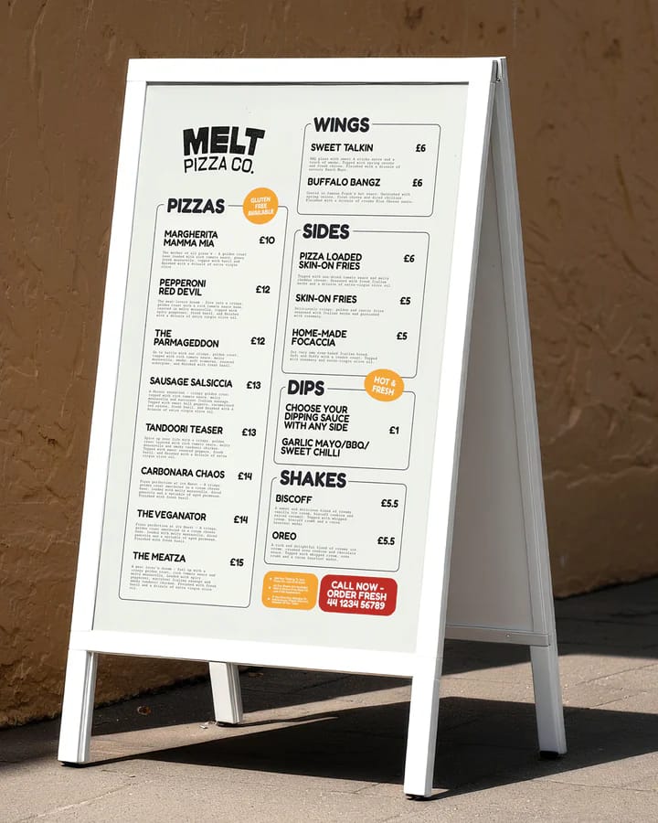 Melt Pizza, Menu Design